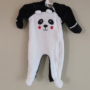 Black & white panda pram suit one piece outfit